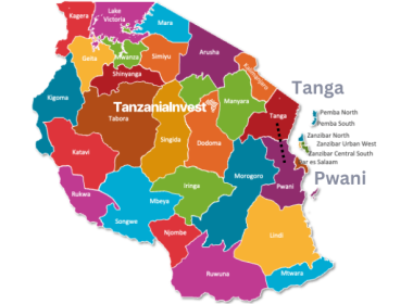 Tanzania regions map Tanga Pwani