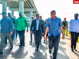 Tanzania Prime Minister Majaliwa Inspecting the Bridge